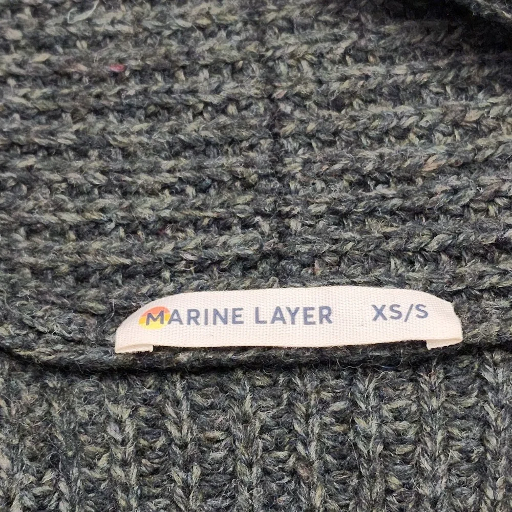 Marine Layer Sweater Womens XS/S Chunky Knit Brooklyn Hunter Green Cardigan